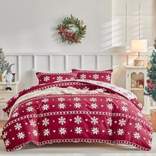 Christmas Duvet Cover Queen Size,3 Queen 90 90 inch C  christmas Snowflakes
