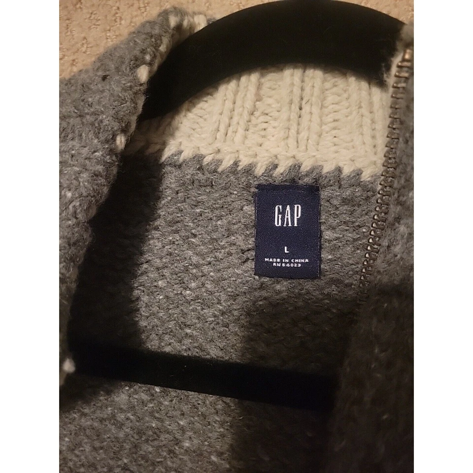 Suéter Marca Gap Nordic Fair Isle Para Hombre Grande Cremallera Completa Tejido Mezcla de Lana De Colección Años 90 Foto 2 de 4