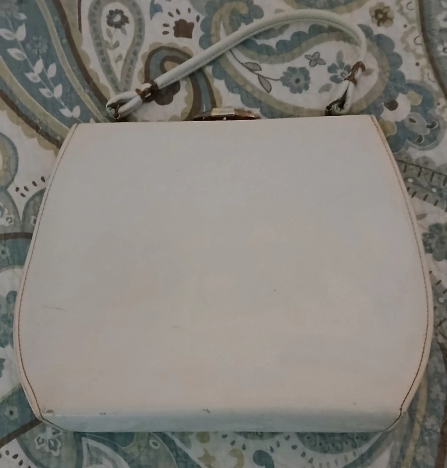 BOLSO DE MANO Marco NATURALIZADOR Vintage MOD AÑOS 60 Patente Blanco Mango Superior Foto 4 de 4