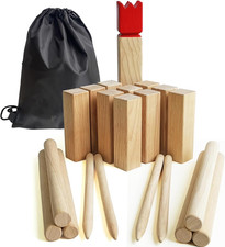 Kubb Game Set - Hardwood Viking Games - KUBB Throwing Outdoor Games Kubb Red, 5