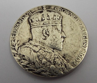 LOVELY ANTIQUE STERLING SILVER 1902 KING EDWARD VII & ALEXANDRA CORONATION MEDAL