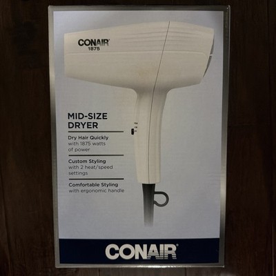 CONAIR Supreme Mid-Size Hair Dryer 1875 Watt 2-Speed Drying/Style White