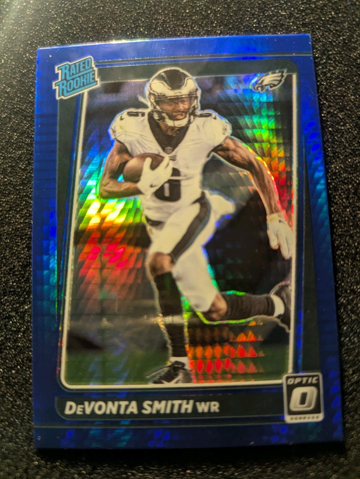 2021 Panini Donruss Optic  Rated Rookie Devonta Smith #205 Blue Scope Prizm (RC)