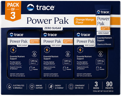 Trace Power Pak Zero Sugar Orange Mango 30 Packets Pack of 3