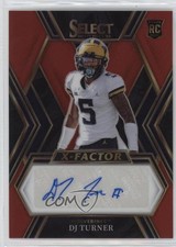 2023 Panini Select Draft Picks X-Factor Signatures Red Prizm DJ Turner Auto 4r3