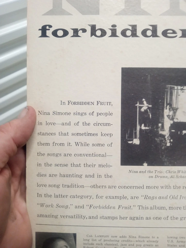 Nina Simone – Forbidden Fruit - Colpix Records – SCP 419 - 1961 - LP Foto 4 de 4