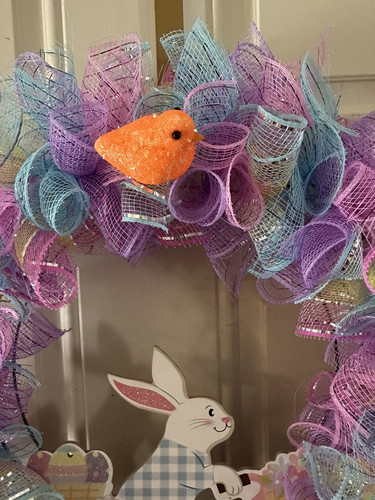 Happy Easter Bunny Bike Door Wreath LARGE 24” Spring Pink Blue Purple - Picture 3 of 6