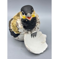 Chickadee Andrea by Sadek 1990 Ceramic Figurine Bird Hatching Egg Collectible