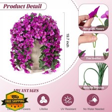 INXUGAO 2 pcs Artificial Faux Bougainvillea Flowers Plants for Outdoor Outsid...