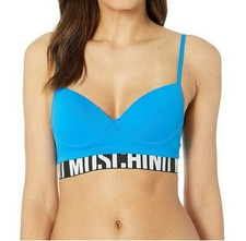 Moschino Womens Push-Up Top With Wrap Around Band Bikini Top Bluette Size 6 US -