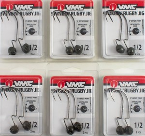 (LOT OF 6) VMC SWINGIN' RUGBY JIG 1/2OZ SWRJ12-GNPPK GREEN PUMPKIN CP7117