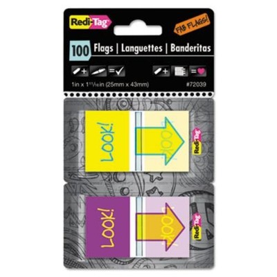 Redi-Tag 72039 Pop-up Page Flags Dispenser 100/pack Assorted