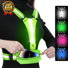 LED Reflective Light up Safety Running Vest for Biking Walking at Night, High V