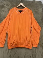 FJ Footjoy Jacket Mens L Orange Windbreaker Outdoors Golf Long Sleeve