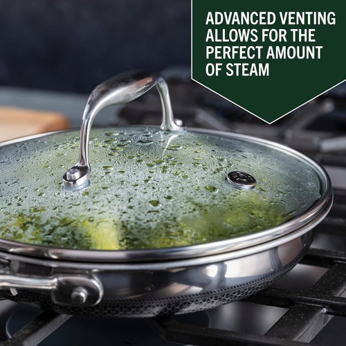 HexClad Hybrid Nonstick 20 cm Frying Pan with Glass Lid, Stay-Cool Handle - Picture 8 of 9