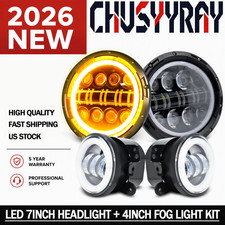 For Jeep Cj7 1976-1986 7inch Round Led Headlights 4inch Led Fog Light Combo