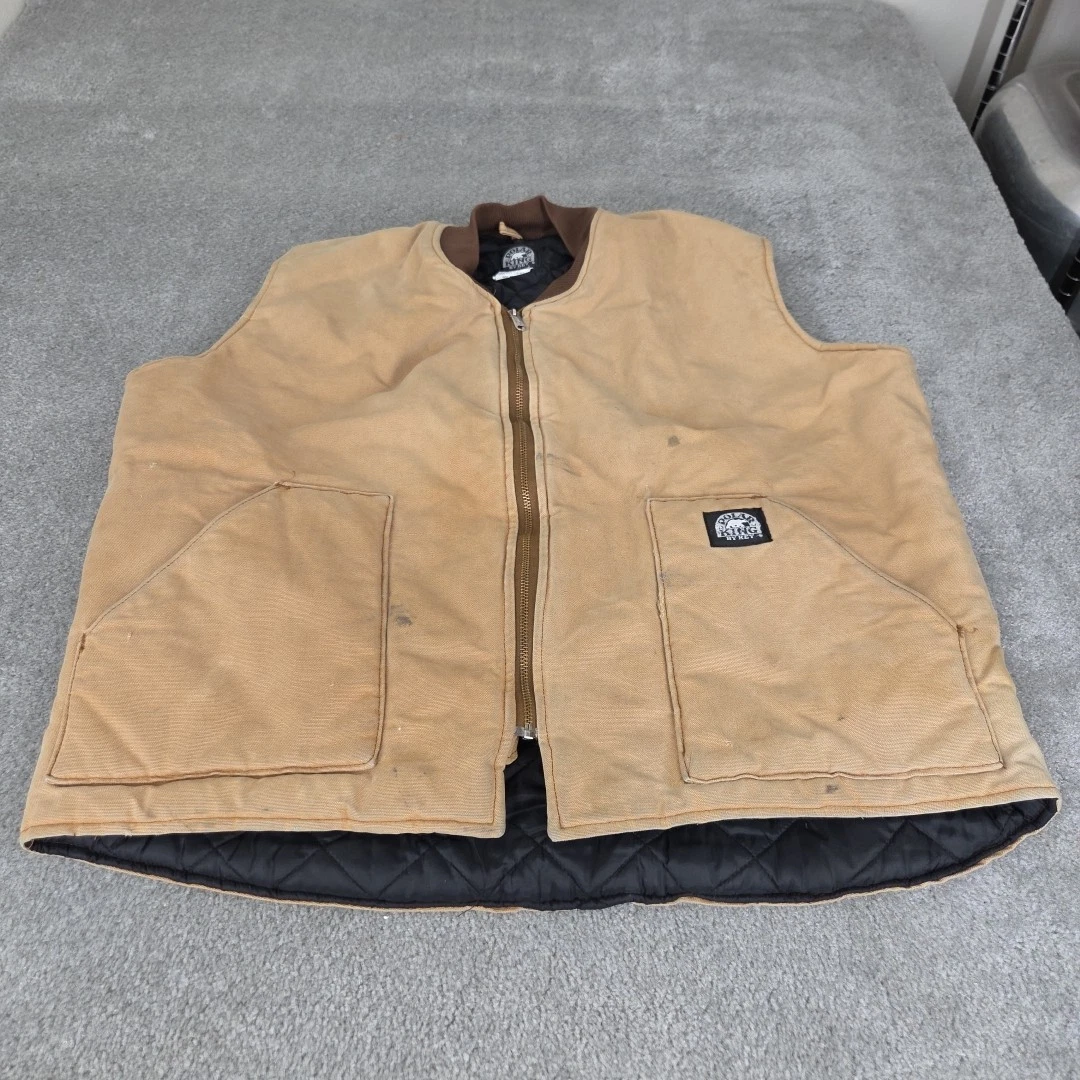 Polar King Key Vest Mens 2XL Tan Canvas Insulated Duck USA Work Wear Distressed