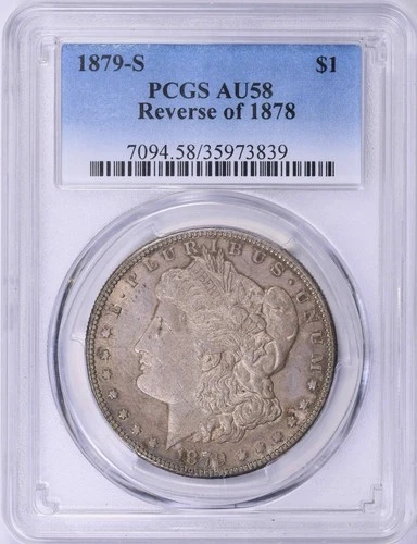 1879-S Morgan Silver Dollar Rev 78 - Reverse 1878 - PCGS AU58 Top 100