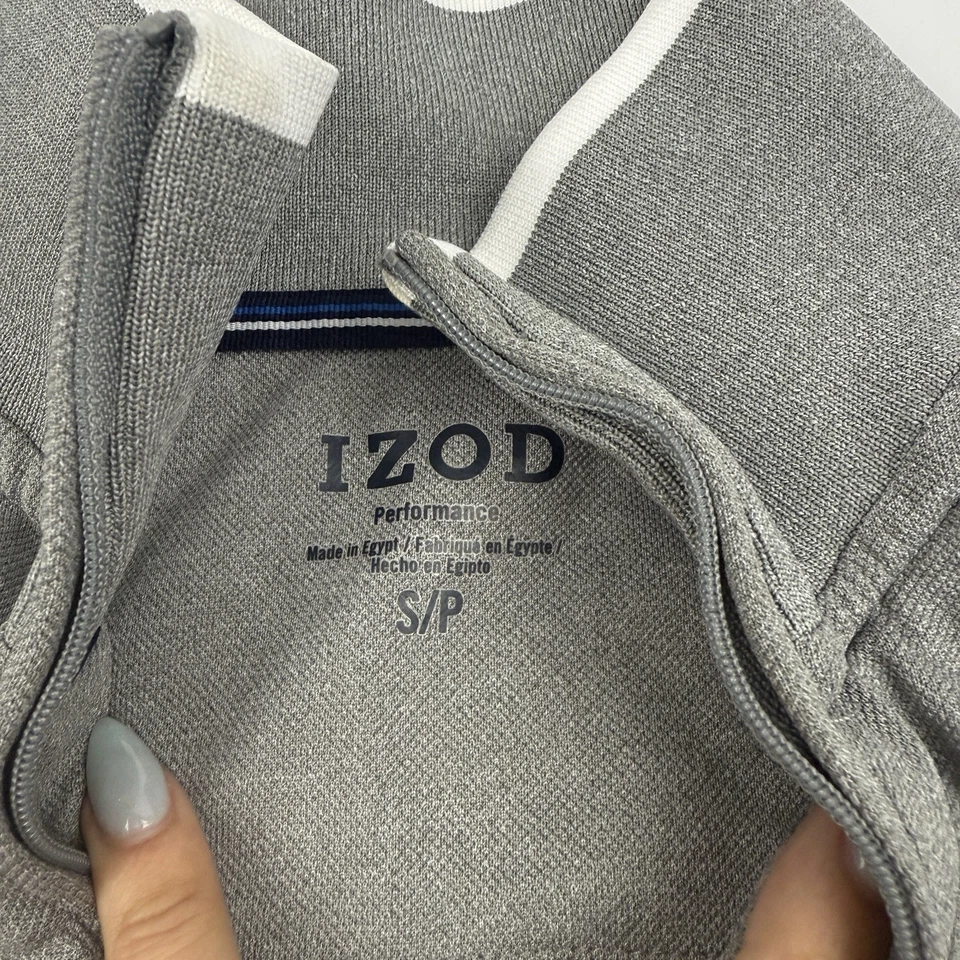 Camisa Pullover IZOD Performance Gris 1/4 Cremallera Manga Larga Poliéster Cuello Talla S Foto 3 de 4
