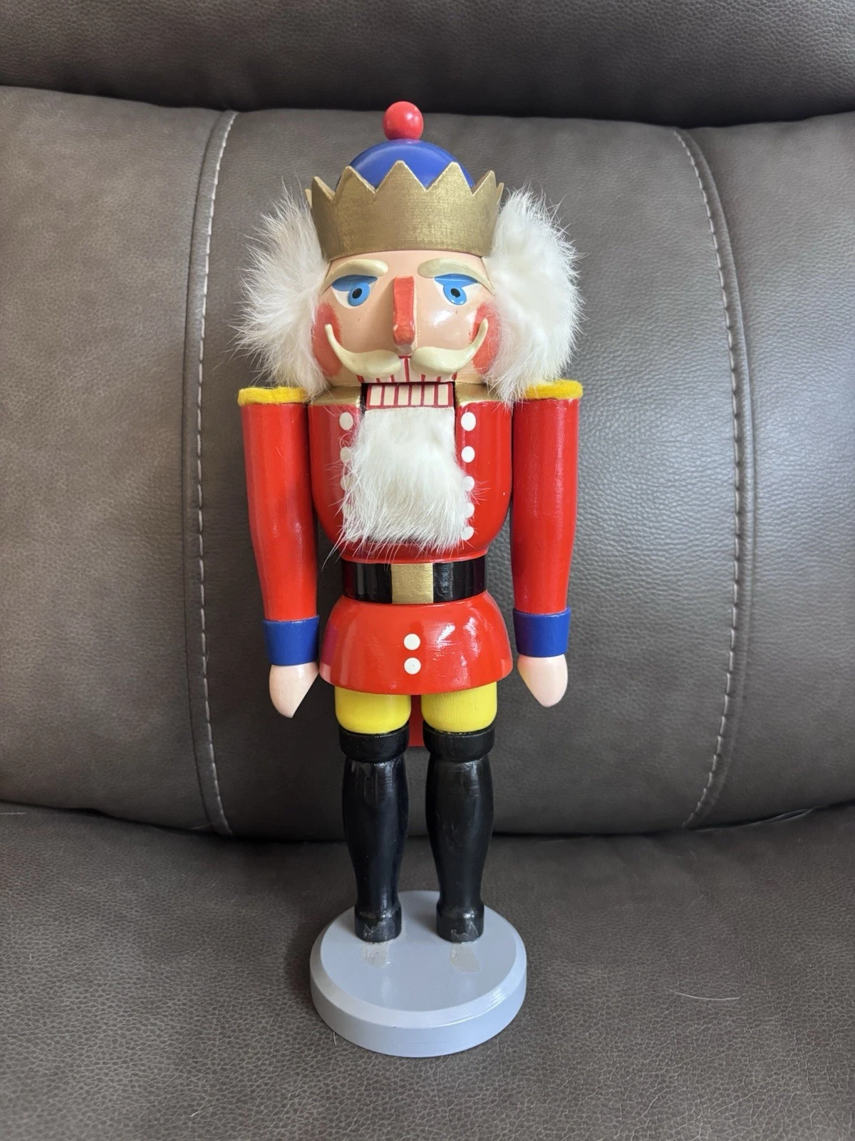 Vero Wooden Erzgebirgiacher Red King Nutcracker From Germany. 13”