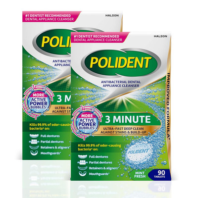 Polident 3 Minute Antibacterial Dental Appliance Cleanser Tablets, 90 Count 2
