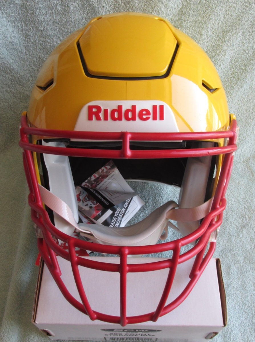 RIDDELL SPEEDFLEX GLOSSY YELLOW RED MASK FOOTBALL HELMET