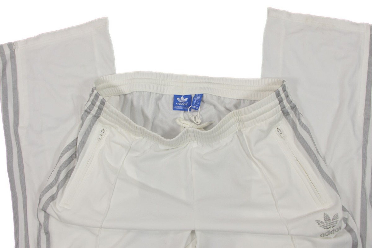 D40 OldVintage古着80's後期adidas白firebird ADIDAS FireBird vintage Track Pants- L- NEW- white & silver