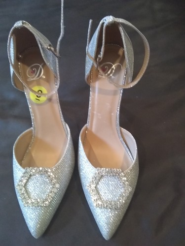 Formal Wedding Stiletto Heels Bling Ankle Strap Shoes Women's Size 9