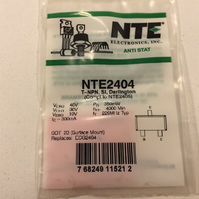 (2) NTE NTE2404 Silicon NPN Transistor Darlington, General Purpose - Lot of 2