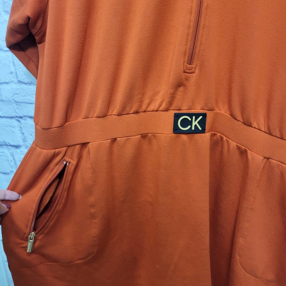 Calvin Klein Sudadera Vestido Media Cremallera Bolsillos Informal Cómodo Naranja Talla Grande 3X Foto 4 de 4