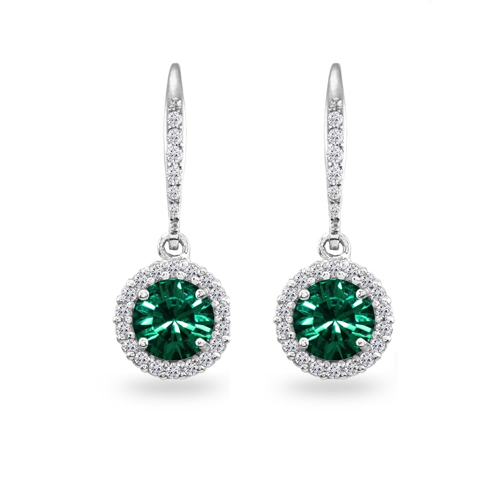 Boucles D'Oreilles Dormeuses En Argent 925 Avec Cristaux - Halo Violet, 26mm, Silverspeck, Neuf Sans Emballage