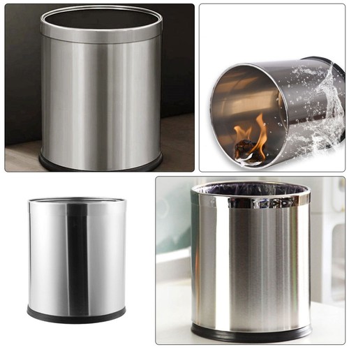 Stainless Steel Waste Paper Bin Basket Waste Rubbish Trash Can Kitchen