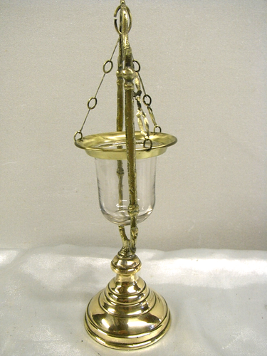 🇫🇷 ANTIQUE CHURCH NIGHT LIGHT BRONZE CRYSTAL LAMP OIL OIL RELIGIOUS - Picture 4 of 8