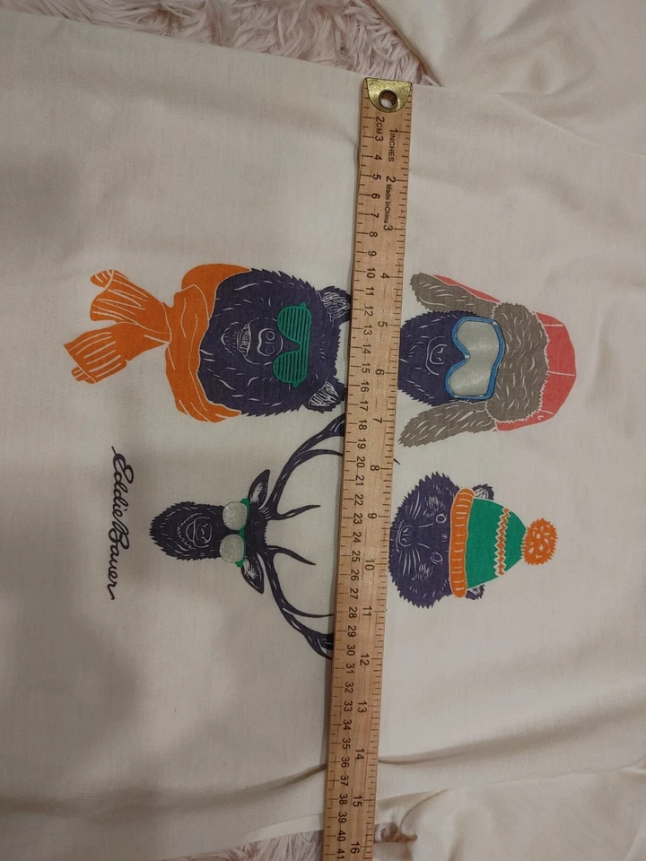 Camiseta manga larga Eddie Bauer niños niños blanco algodón personajes dibujos animados talla L Foto 3 de 4