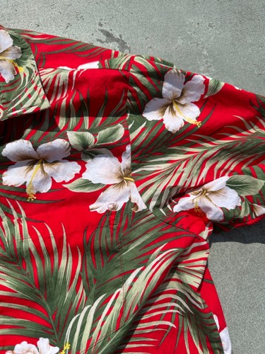 Vintage RJC Aloha Hawaiian Shirt Made in Hawaii USA Pink Red Floral Size L - Picture 4 of 6
