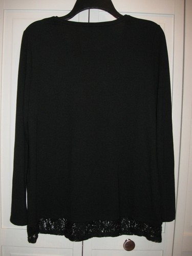 Chico's schwarzes Stricktop mit Spitzensaum Größe 1 (Größe M) Einzelhandel 65 $ - Bild 4 von 9