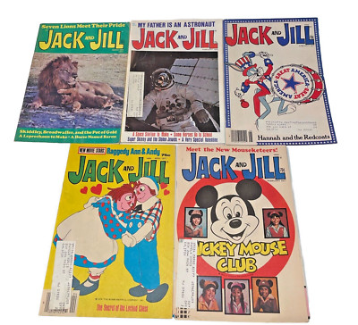 Jack and Jill Magazine Lot of Five Bugs Raggedy Ann Mickey Mouse Club 74 75 77 *