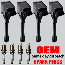 4X OEM Ignition Coils & 4X Iridium Spark Plugs For Nissan Juke Sentra 1.6L UF659