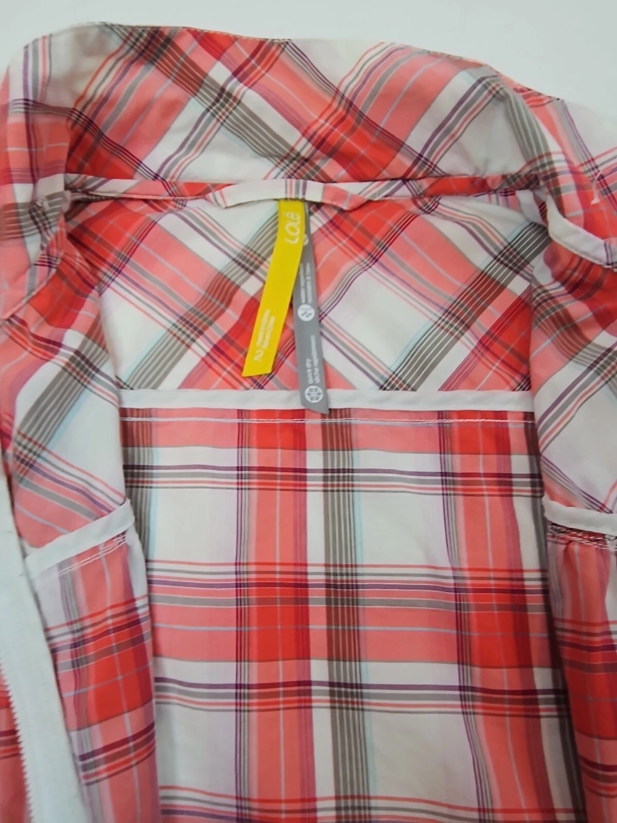 lole plaid windbreaker full zip pockets no hood jacket