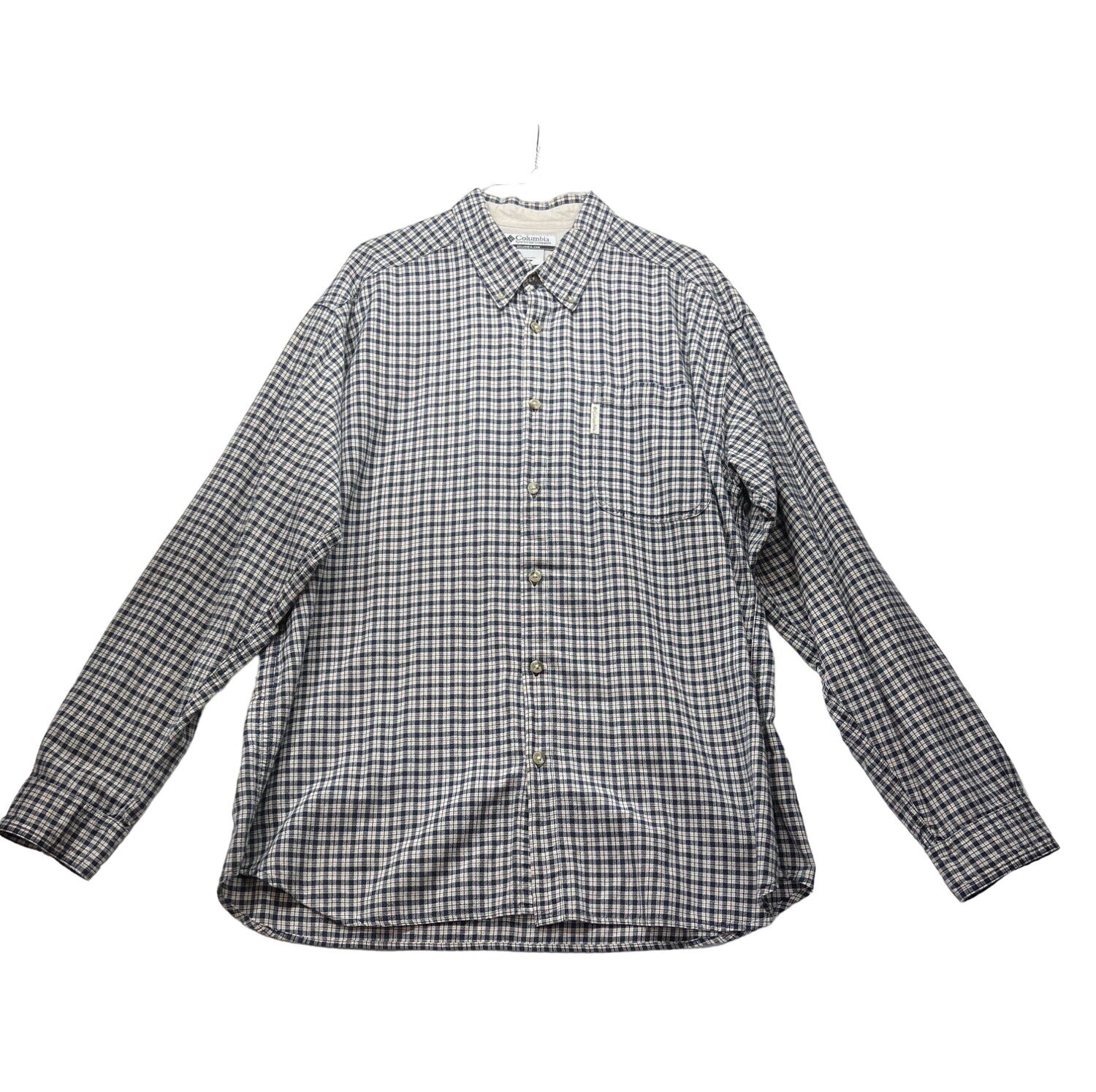 Columbia Button Down Shirt Mens size XL Blue Checks Long Sleeve Cotton