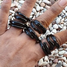 Exotic Black Akar Bahar Ring Genuine Indonesian Handmade Coral Circlet