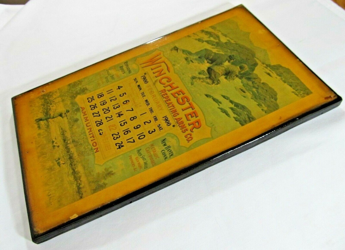 WINCHESTER Circa 60's A.B. Frost February 1900 Calendar Wood