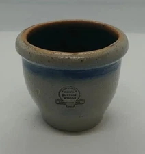VINTAGE Rowe Pottery Works Miniature 2.25" Crock Cobalt Salt Glaze 1987 (B3-J17)
