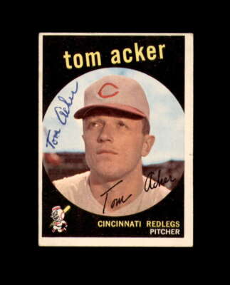 Tom Acker Signed Original 1959 Topps Cincinnati Reds Autograph