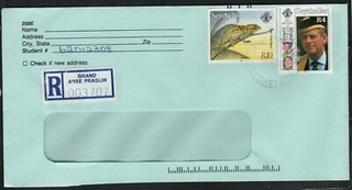 Seychelles Cover 1993 Registered Grand Anse Praslin Chameleon R10 Prince Philip