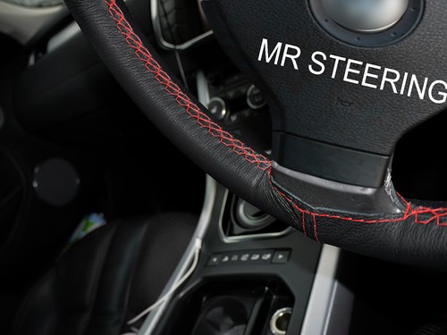 FITS MERCEDES 380SL 72-89 TRUE LEATHER STEERING WHEEL COVER RED DOUBLE STITCHING - Picture 5 of 5
