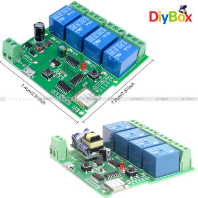AC 220V DC 5-32V 4 CH WiFi Wireless Delay Relay Switch Remote APP Control