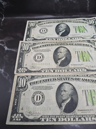 3 1934 A Lime Green Seal $10 Ten Dollar Bill Federal Reserve Note See Pictures - Picture 2 of 11