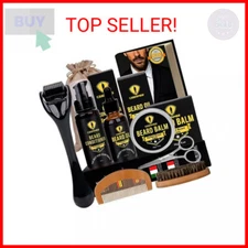 Ceenwes Upgraded Beard Grooming Kit - Conditioner, Oil, Brush, Comb, Balm, Sciss