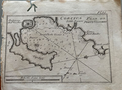 Portolano: Plan Der Porto Vecchio, Korsika Frankreich - 1764 J. Roux